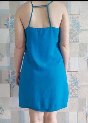 Стильное голубое платье в бельевом стиле5 фото