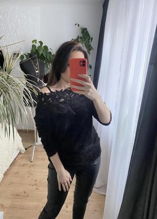 Свитер плюшевый с ажурным верхом
