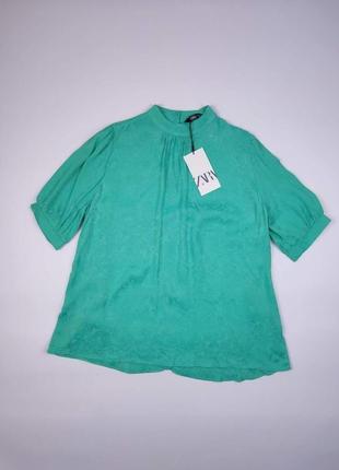 Жаккардовая зелена блузка від zara6 фото