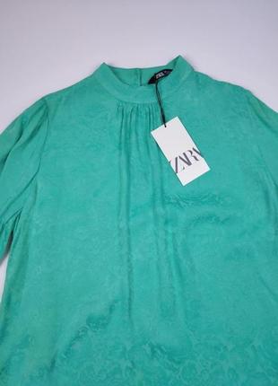 Жаккардовая зелена блузка від zara8 фото