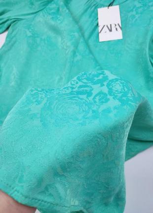 Жаккардовая зелена блузка від zara9 фото