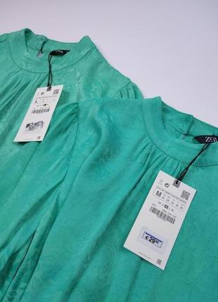 Жаккардовая зелена блузка від zara2 фото
