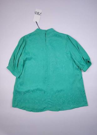 Жаккардовая зелена блузка від zara10 фото