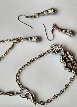 Комплект набор украшений : серьги кулон и браслет, стразы9 фото