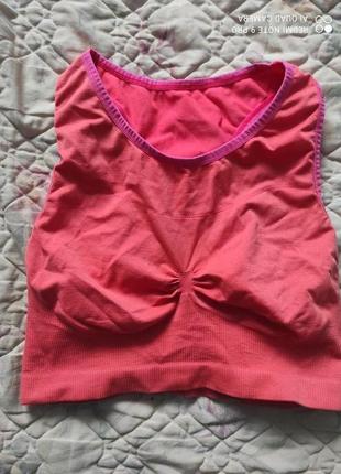 Відмінний яскравий спортивний безшовний топ на велику груди