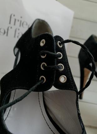 Чёрные велюровые босоножки на каблуке vero cuoio6 фото