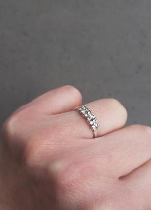 Серебряное кольцо серебро колечко 16 размер цветы 25 проба4 фото
