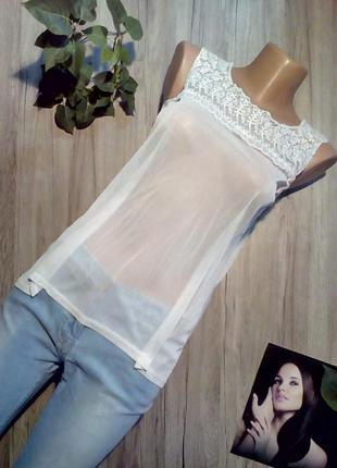 Блуза белая сетка с цветами1 фото