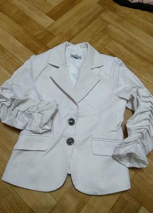 Белый пиджак 3/4 рукав1 фото