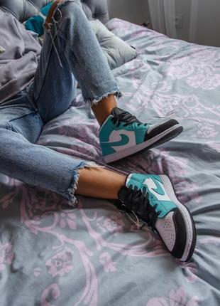 Кроссовки nike air jordan 1 retro mint мятный цвет женские8 фото