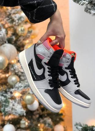 Nike jordan 1 retro grey/black кроссовки найк джорданы наложенный платёж купить