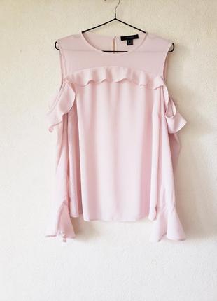 Новая текстурированная пудровая блуза с открытыми плечиками 14 uk atmosphere1 фото