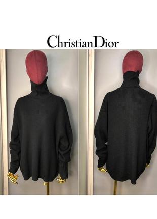 Christian dior boutique винтаж чёрный шерстяной свитер оверсайз гольф рубчик дизайнерский2 фото