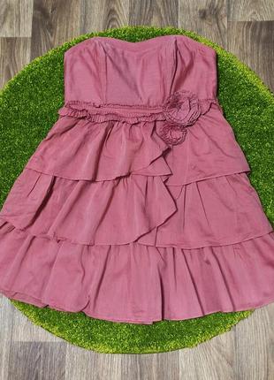 Пильно-рожева сукня вечірня, коктейльна. розмір м, євро 12