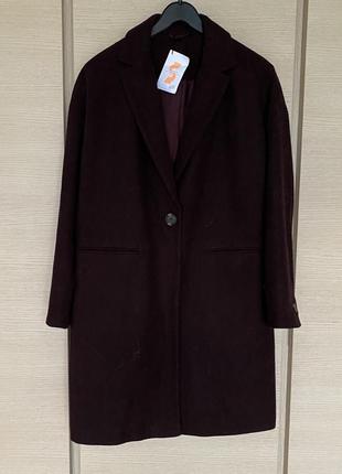 Демісезонне пальто кольору бордо topshop розмір l