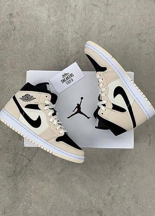 Nike air jordan 1 retro high beige, жіночі бежеві кросівки найк джордан