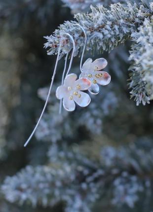 Сережки срібні квітка3 фото