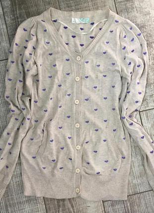 Милая кофточка кофта кардиган в сердечки