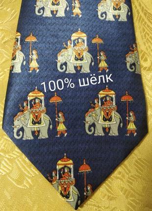 Краватка шовкова зі слонами , індія1 фото