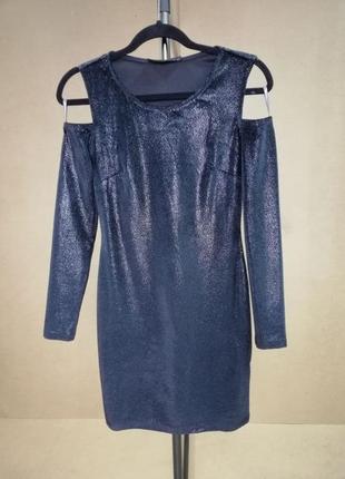 Сукня вечірня tally weijl з відкритими плечима велюрове короткий5 фото