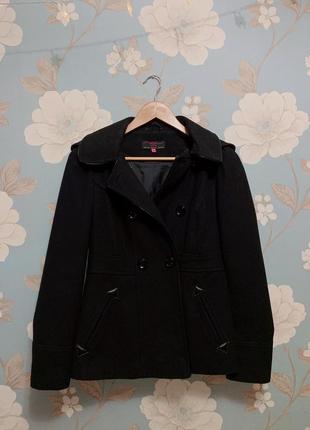 Короткое чёрное демисезонное пальто new look1 фото