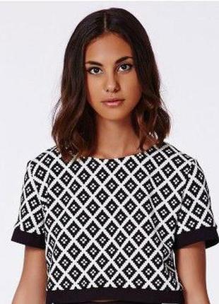 Стильный качественный кроп тор missguided с геометрическим узором