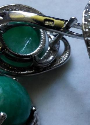 Срібло  кільце сережки з зеленої бірюзою2 фото