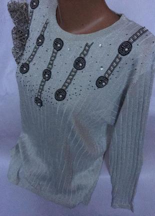 Розкішний пишний светр , люрекс , бісер3 фото