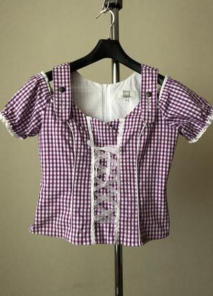 Spieth&wensky баварська 42-44 блузка бузкова зі шнурівкою клітина віші3 фото