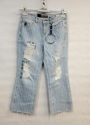 Крутые светлые джинсы в полоску  only размер 283 фото
