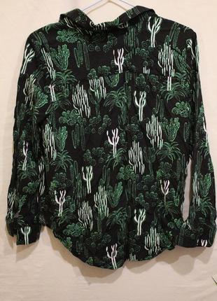 Яркая рубашка-блуза с принтом кактусы вискоза2 фото