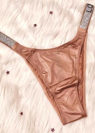 Трусики зі стразами victorias secret shine strap brazilian panty rhinestone розмір s m