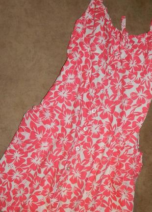 Платье сарафан белый с розовыми цветами на пуговицах на девочку 11-12 лет cherokee