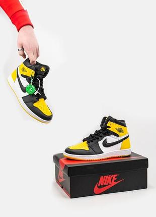 Air jordan 1 retro yellow\black кросівки4 фото