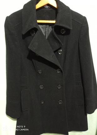 Женское чёрное пальто двухбортное шерсть bhs2 фото