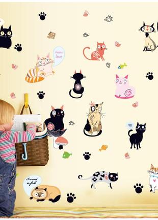 Інтер'єрна вінілова наклейка в дитячу " котики "1 фото