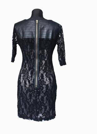 Кружевное платье с коженными вставками3 фото