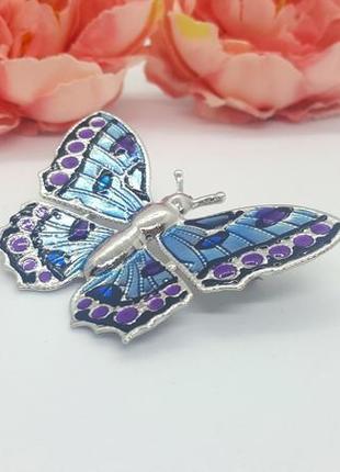 🦋💙стильная необычная брошь "голубая бабочка" с ювелирной эмалью брошка значок4 фото
