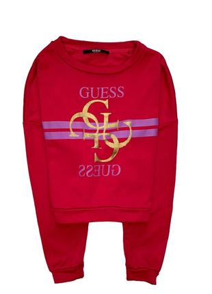 Жіночий світшот guess червоний кофта худі укорочена толстовка гесс