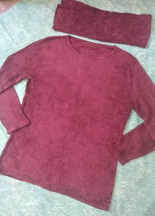 Базовая теплая кофта с начесом , пуловер с хомутом.1 фото