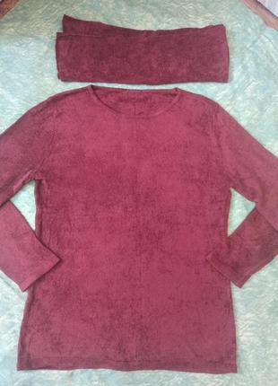 Базовая теплая кофта с начесом , пуловер с хомутом.2 фото