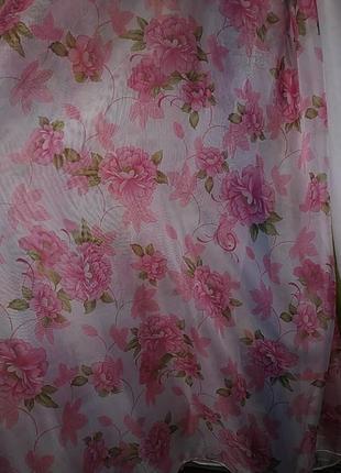 Нежно-розовая тюль с цветами1 фото