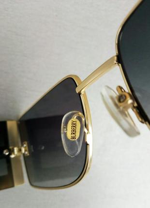 Очки в стиле burberry  женские солнцезащитные черные в золоте с боковым шторками7 фото