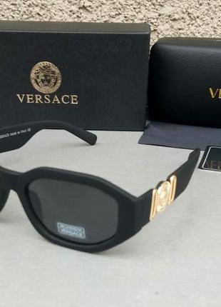 Окуляри в стилі versace жіночі сонцезахисні окуляри чорні стильні у матовою оправі3 фото