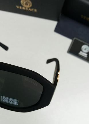 Окуляри в стилі versace жіночі сонцезахисні окуляри чорні стильні у матовою оправі9 фото