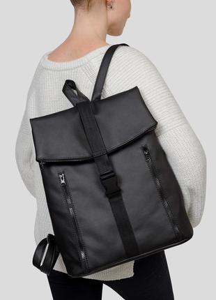 Качественный, супер стильный женский черный рюкзак для ноутбука/а47 фото