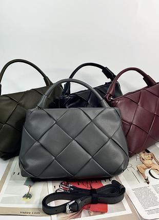 Женская кожаная плетёная стильна сумка через плечо polina & eiterou жіноча шкіяряна