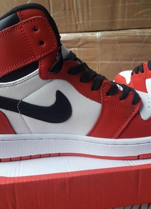 Чоловічі кросівки nike air jordan 1 high white/black/red6 фото