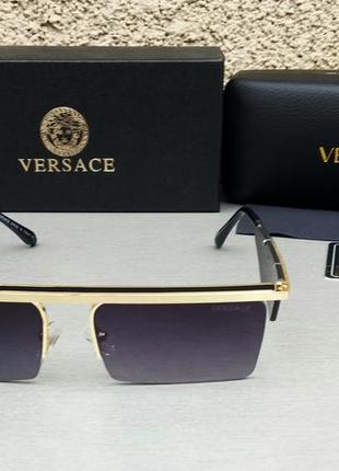 Versace жіночі сонцезахисні окуляри чорні в золоті стильні вузькі2 фото