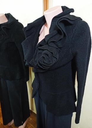 Шерстяной итальянский очень женственный приталенный пиджак-кофта шерсть2 фото
